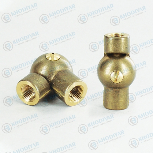 1/8ips Threaded Adjustable Set Screw Ball Swivel with Teeth - Unfinished Brass