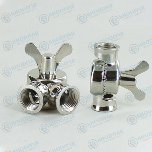 1/4ips Female Threaded Cast Butterfly Key Swivel with Teeth - Polished Nickel Finish